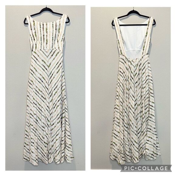 NWT Fame and Partners The Ori Dress Lightweight Crepe Linear Tie Dye Ivory Sz 2 - Picture 1 of 7